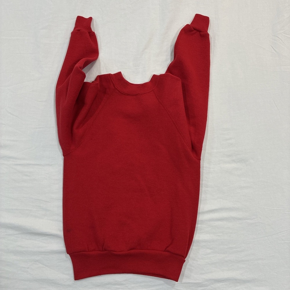 Vintage Tultex Sweater Youth‎ Small Red Made in USA Raglan Sweatshirt Blank 90s - Picture 8 of 11